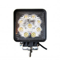 Proiector LED Auto Offroad 27W/12V-24V, 1980 Lumeni, Patrat, Spot Beam 30 Grade foto