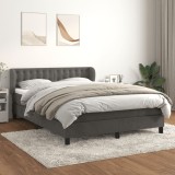 VidaXL Pat box spring cu saltea, gri &icirc;nchis, 140x200 cm, catifea 3127734