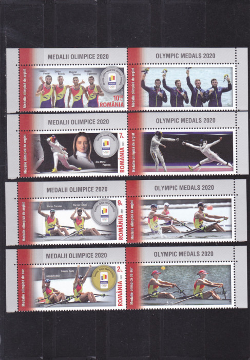 ROMANIA 2021 - MEDALII OLIMPICE 2020, VINIETA , MNH - LP 2335