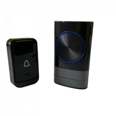Sonerie wireless cu 45 melodii, avertizare luminoasă, rază 150 m, model compact negru