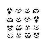 Set autocolant folie de Halloween - Fețe negre de dovleac - 16 buc / pachet