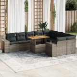 VidaXL Set mobilier de grădină cu perne, 10 piese, gri, poliratan