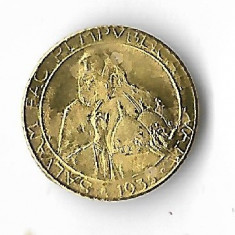 Moneda replica 20 lire 1935, miniatura, suvenir - San Marino, aur 0,375%, 0,5 g