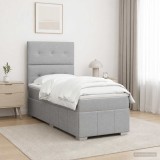 Cumpara ieftin Pat boxspring cu saltea Gri deschis 90 x 200 cm Tesatura