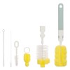 Set 6 Perii Curățare Biberoane Tetine Honey Baby, Galben/Alb, Plastic/Burete/Nylon, 0-9 Luni
