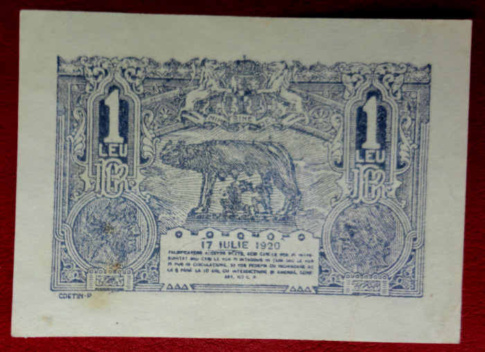 Bancnota Rom&acirc;nia - 1 leu 1920