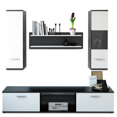 Set mobila Living ,negru alb,188 cm lungime, modern ,Bortis Impex foto