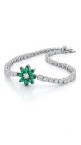Bratara Tennis din Argint 925 cu Floricica Smarald E i Zirconiu , zGreen Blossom,