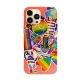Husa compatibila cu Apple iPhone 14 Plus model Colorful Stickers, Silicon, TPU, Viceversa