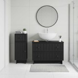 Cumpara ieftin Set de dulapuri pentru baie, 2 piese EDE Negru Lemn prelucrat
