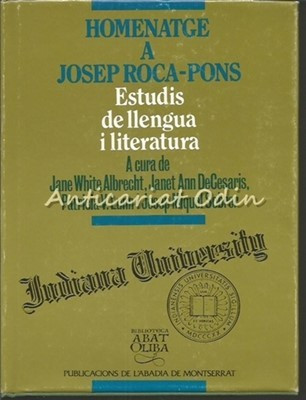 Homenatge A Josep Roca-Pons. Estudis De Llengua I Literatura