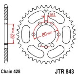 Pinion spate 54 dinti pas lant 428 - Yamaha DT 80 LC1 (83-84) - DT 80 LC2 (85-97) - DT 125 LC (82-84) - DT 175 MX (78-83), Oem