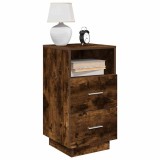 Cumpara ieftin Noptiere 2 buc cu 2 sertare stejar afumat 36x36x68 cm