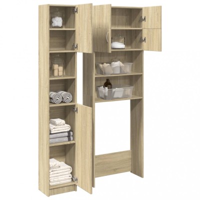 Set mobilier de baie, 2 piese, stejar sonoma, lemn prelucrat foto