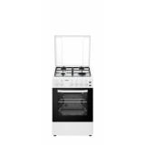 Aragaz Heinner HFSC-S50LITGWH, Gaz, 50x50cm, 4 arzatoare, aprindere electrica, grill, Alb