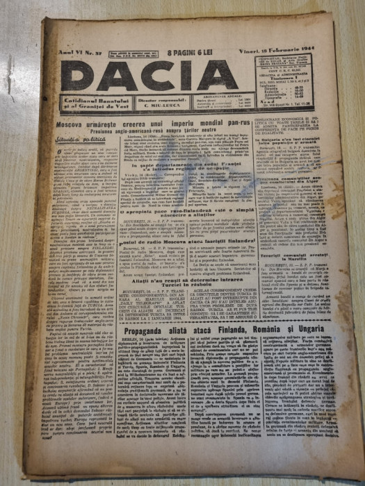 Dacia 18 februarie 1944-art.oravita,al 2-lea razboi mondial,propaganda aliata