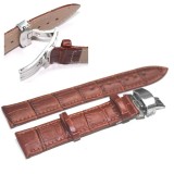 Cumpara ieftin Curea Piele Naturală Maro cu Sistem Deployant &ndash; Textură Crocodil, 18/20/22/24mm