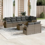 vidaXL Set canapele de grădină, 9 piese, cu perne, gri, poliratan