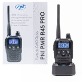 Portable radio station PNI PMR R45 PRO 446MHz, 0.5W, 99 programmable channels, 16 PMR and 38 CTCSS and 104 DCS tones, Squelch 5 levels, VOX, TOT, BCL,