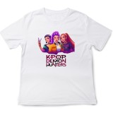 Tricou copii K Pop Demon Huntrix, 5-6 ani, alb, croială confort