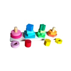 Stivuitor de forme geometrice din lemn, 16 piese, TT004