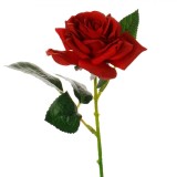 Floare Artificială, Trandafir, Tulpină Scurtă, Culoare Roșu, &Icirc;nălțime 32cm, Material Plastic