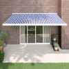 VidaXL Copertină retractabilă albastru/alb, 4x3 m, textil/aluminiu