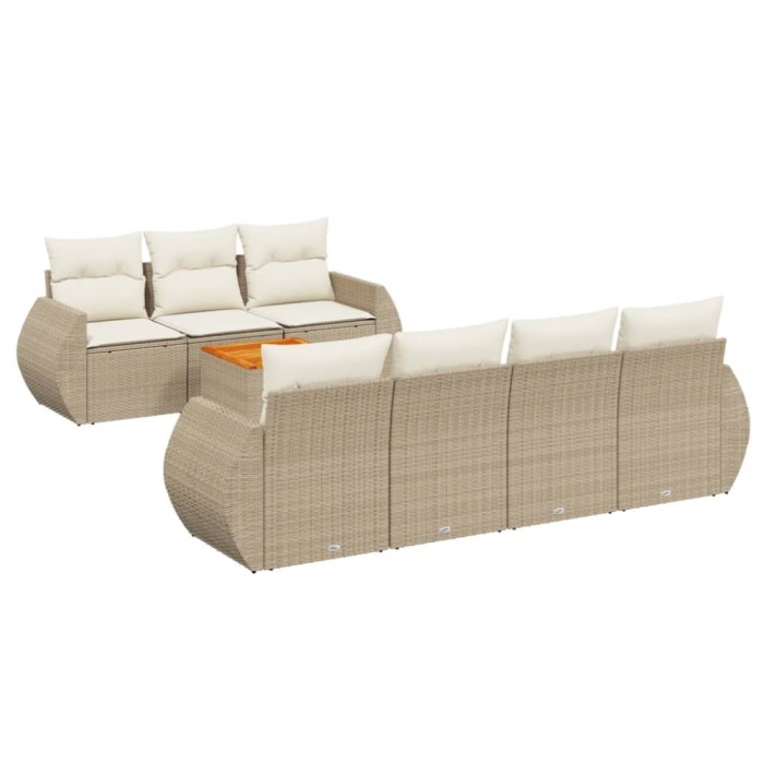 Set canapele de gradina, 8 piese, cu perne, bej, poliratan