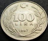 Cumpara ieftin Moneda 100 LIRE TURCESTI - TURCIA, anul 1987 *cod 2161 A = A.UNC LUCIU DE BATERE, Europa