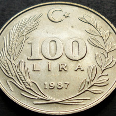 Moneda 100 LIRE TURCESTI - TURCIA, anul 1987 *cod 2161 A = A.UNC LUCIU DE BATERE