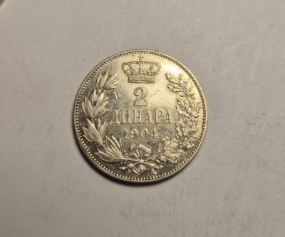 Serbia 2 Dinara Dinari 1904 Piesa Frumoasa foto