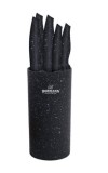 Cumpara ieftin Set de cutite 6 piese bohmann, stant rotund, acoperire Marmura-Negru