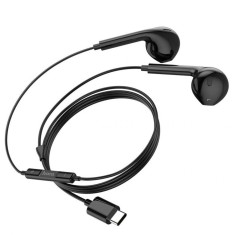 Casti cu Fir si Microfon, 1.2m USB-C Hoco Crystal Joy M101 - Negru