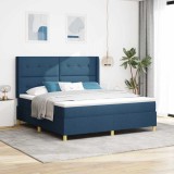 Cumpara ieftin Pat box spring cu saltea &amp; LED, albastru, 180x200 cm, textil