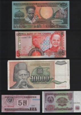 Set 5 bancnote de prin lume adunate (cele din imagini) #157 foto