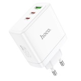 Cumpara ieftin Incarcator Hoco N30, 2 x Type-C + USB-A, QC PD, 65W, Alb