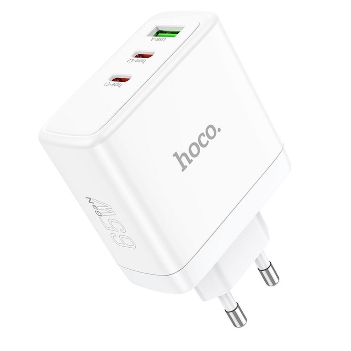 Incarcator Hoco N30, 2 x Type-C + USB-A, QC PD, 65W, Alb