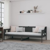 Cumpara ieftin Pat de zi, gri, 80x200 cm, lemn masiv de pin