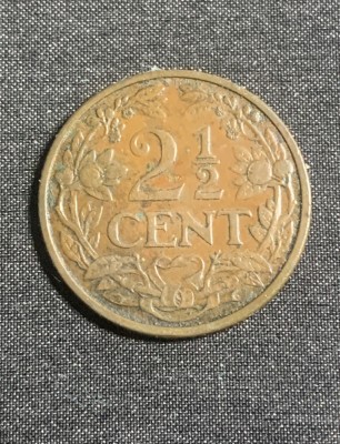 Moneda 2 1/2 cent 1912 Olanda foto