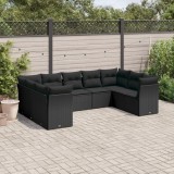 Cumpara ieftin Gossi set mobilier de gradina cu perne, 9 piese, negru, poliratan