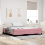 vidaXL Pat boxspring cu saltea cu saltea Roz 200 x 200 cm Catifea