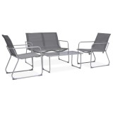 VidaXL Set mobilier de grădină, 4 piese, gri, oțel și textil