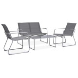 Set mobilier de gradina, 4 piese, gri, otel si textil GartenMobel Dekor, vidaXL