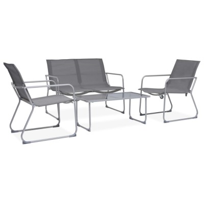 vidaXL Set mobilier de grădină, 4 piese, gri, oțel și textil 44351 foto