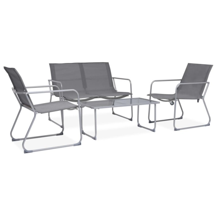 vidaXL Set mobilier de grădină, 4 piese, gri, oțel și textil 44351