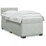 VidaXL Pat box spring cu saltea, gri deschis, 100x200 cm, catifea 3288540
