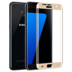 Folie Sticla Curbata Samsung Galaxy S7 Edge Flippy Full Face Auriu foto