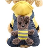 Cumpara ieftin Costum catei Edman Pet Pro &ndash; Costum de tip trening cu ursulet pentru caini de talie mica, marimea XL, Galben