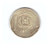 Moneda Republica Dominicana 1 peso 1991, lovita pe avers, curata