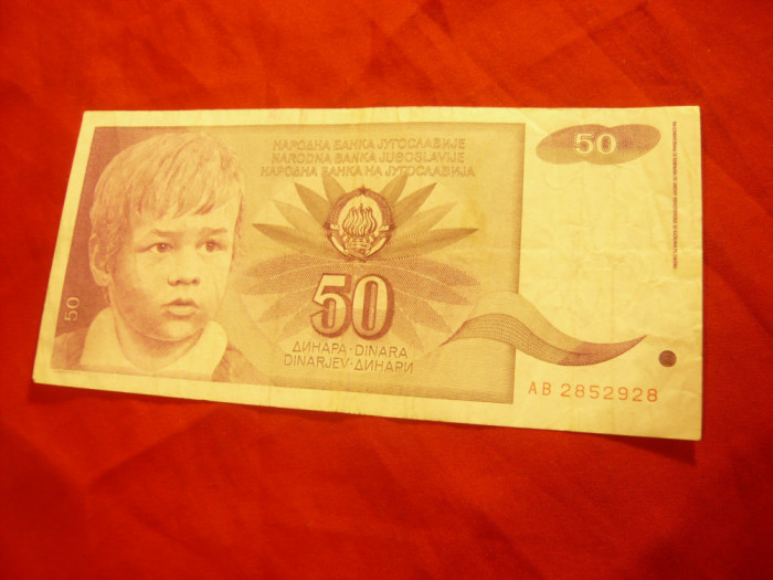 Bancnota 50 dinari 1990 Yugoslavia , cal. buna